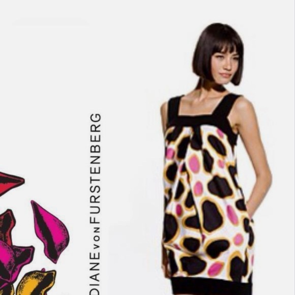 Diane Von Furstenberg Silk Sz 8 Bubble Hem Mod MCM pockets cocktail loud dress - Picture 1 of 16